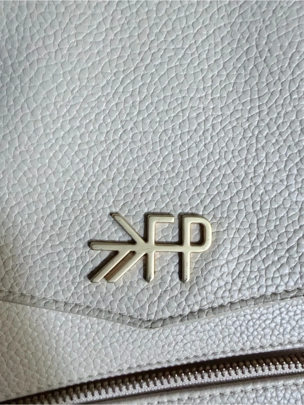 Freshly Picked Cream Pebbled Faux Leather Backpack with Gold Logo